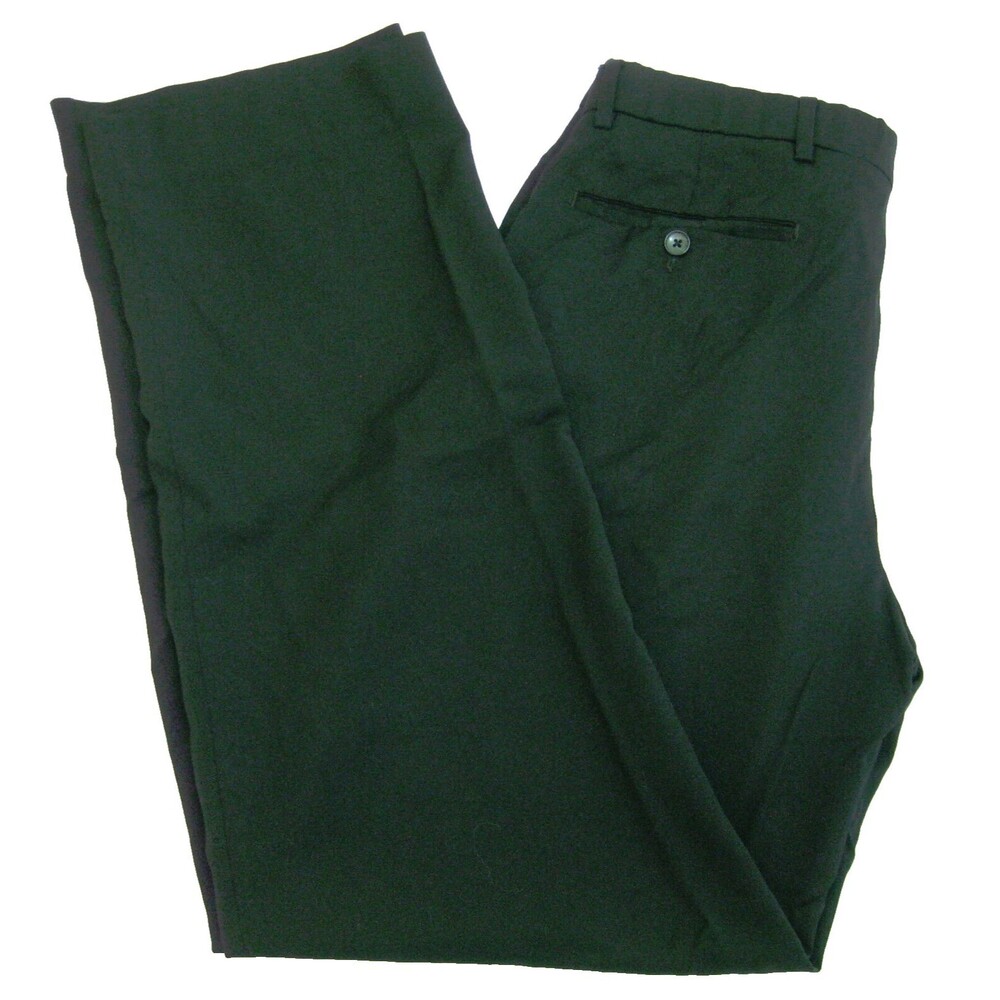 NEIMAN MARCUS Men's (Size 32x33) Black Flat Front Super 120s Wool Dress Pants